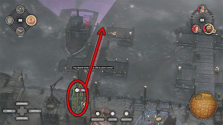 The steamer wheel is located at the opposite end of the map, in the docks area to the left of the gate that is the main destination of the mission (M12,10) - Desperados 3: Mission 12 - map, badges - Mission 12 - Dirt and Blood - Desperados 3 Guide
