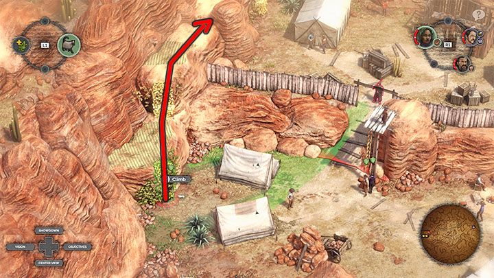 Your main goal is to reach the upper camp (M13,2) with the intention of recovering lost pieces of equipment - Desperados 3: Get your gear back - mission 13, walkthrough - Mission 13 - A Cart Full of Gunpowder - Desperados 3 Guide