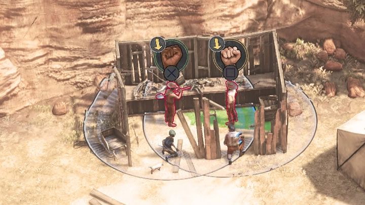 Finally, take focus on the damaged building where the equipment taken from the heroes is stored - Desperados 3: Get your gear back - mission 13, walkthrough - Mission 13 - A Cart Full of Gunpowder - Desperados 3 Guide