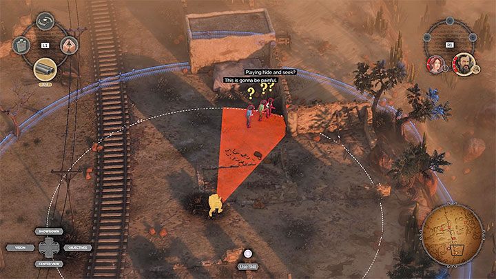 Return to the area where the first Long Coat (M14, 7) was encountered - Desperados 3: Get a disguise for Kate - mission 14, walkthrough - Mission 14 - The Wages of Pain - Desperados 3 Guide