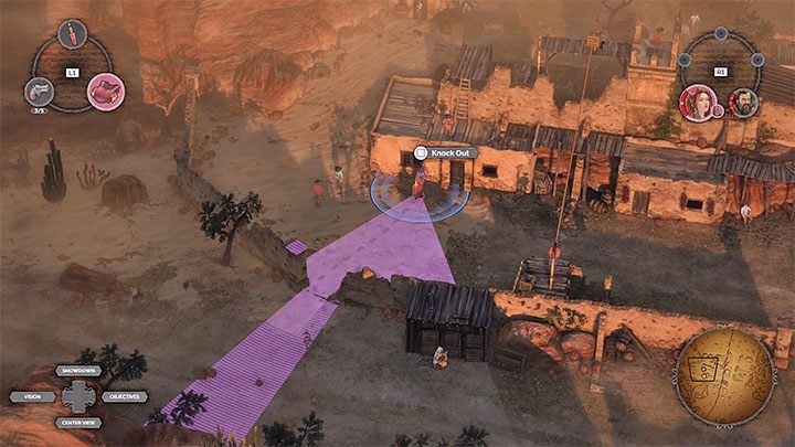 This variant involves reaching a wagon located in the town (M14,4) and using Hector to push it - Desperados 3: Block the rail tracks - mission 14, walkthrough - Mission 14 - The Wages of Pain - Desperados 3 Guide