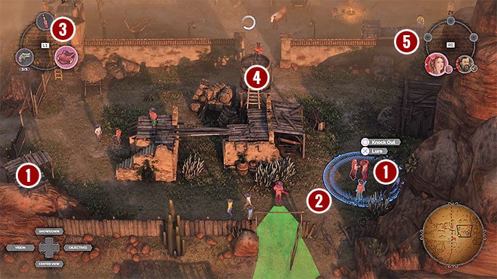 This option involves reaching the farm (M14,5) to scare the cattle, which will run towards the tracks and prevent the train from continuing its journey - Desperados 3: Block the rail tracks - mission 14, walkthrough - Mission 14 - The Wages of Pain - Desperados 3 Guide
