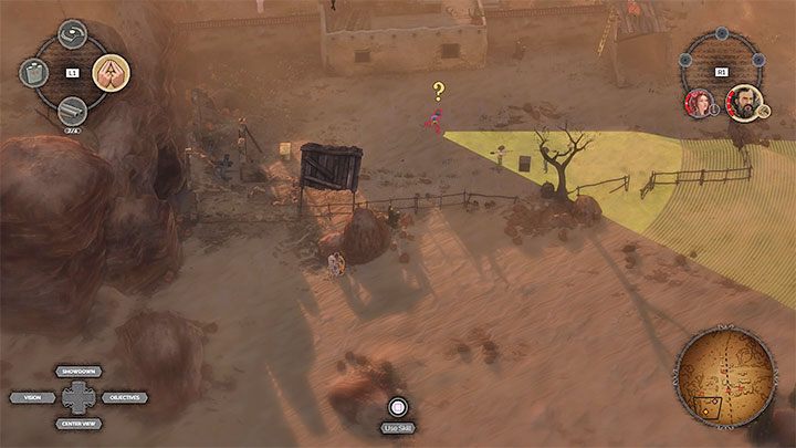Circling the farm will enable you to reach a desert area next to it (M14,14) - Desperados 3: Block the rail tracks - mission 14, walkthrough - Mission 14 - The Wages of Pain - Desperados 3 Guide