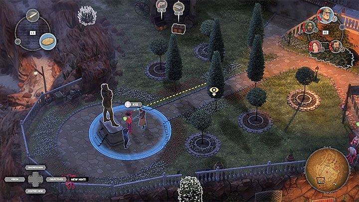 The teams task is to light the large bulb in the back garden (M15,16) - Desperados 3: Distract guests with a garden device - mission 15, walkthrough - Mission 15 - A Captain of Industry - Desperados 3 - game guide