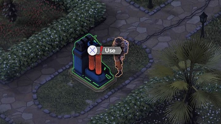 Activating the device in the back garden (M15,16) requires the cooperation of two team members - Desperados 3: Distract guests with a garden device - mission 15, walkthrough - Mission 15 - A Captain of Industry - Desperados 3 - game guide