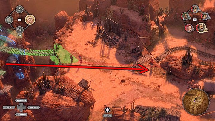 Also in the second part of town, you can walk by the cliff, and again this is a good choice for Cooper and Isabelle - Desperados 3: Reach the cemetery gate - mission 16, walkthrough - Mission 16 - The Old and The New - Desperados 3 - game guide