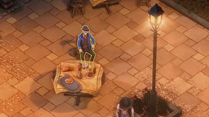 Arthur McGain resides at Cafe Chez Manu (M10,1) - Desperados 3: Check 3 suspects - mission 10, walkthrough - Mission 10 - Back Alley Jazz - Desperados 3 Guide