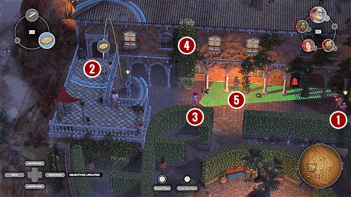 The second location is more problematic - it is the balcony at the rear of the property (M15,7) - Desperados 3: Distract guests with fireworks - mission 15, walkthrough - Mission 15 - A Captain of Industry - Desperados 3 - game guide