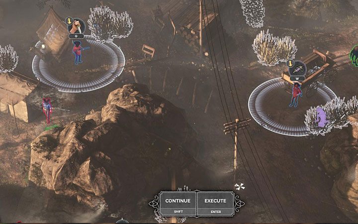 Lets remind that the Showdown Mode in Desperados III allows you to plan and setup an action (like throwing a knife) of a particular hero and activate it by pressing one key - Starting Tips for Desperados 3 - Game basics - Desperados 3 - game guide