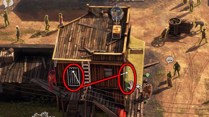 The stable has three main entrances (M3,3) - Escape from an ambush and kill Jarvis - mission 3 Troublemakers in Flagstone - Mission 3 - Troublemakers in Flagstone - Desperados 3 - game guide