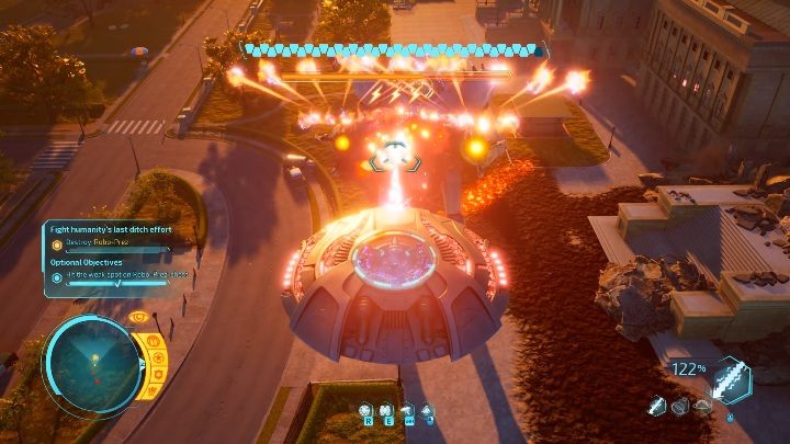 Robo-Prez will start firing multiple rockets from the start - Destroy All Humans 2020: Robo-Prez boss fight walkthrough - Bosses - Destroy All Humans Remake Guide