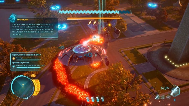 Take advantage of the moment when the boss changes his position - Destroy All Humans 2020: Robo-Prez boss fight walkthrough - Bosses - Destroy All Humans Remake Guide