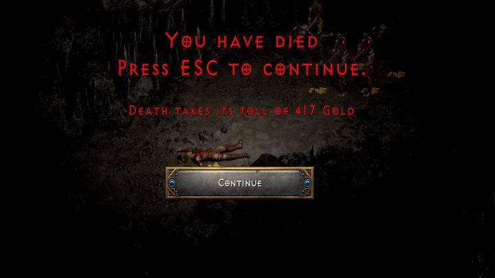 However, death has consequences - when you die, you're losing some gold - a percentage of the amount you carry with you - Diablo 2 Resurrected: Death - Can I get my equipment back? - FAQ - Diablo 2 Resurrected Guide