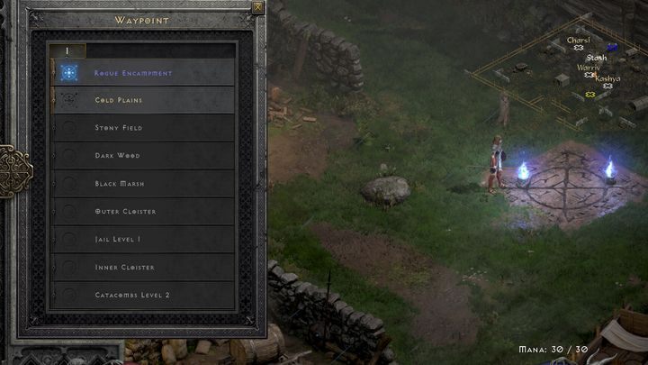 Второй способ путешествия - это поиск путевых точек в заданных местах - Diablo 2 Resurrected: Порталы и телепортация - Основы - Руководство по Diablo 2 Resurrected