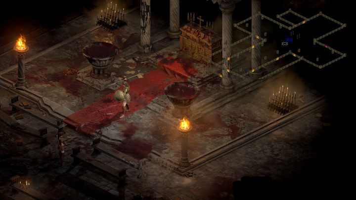 Отсюда вы можете добраться до небольшого собора - в его правой стене вы найдете вход в катакомбы (четыре этажа - босс находится на последнем) - Diablo 2 Resurrected: Sisters to the Slaughter - прохождение - Акт 1 - Руководство по Diablo 2 Resurrected