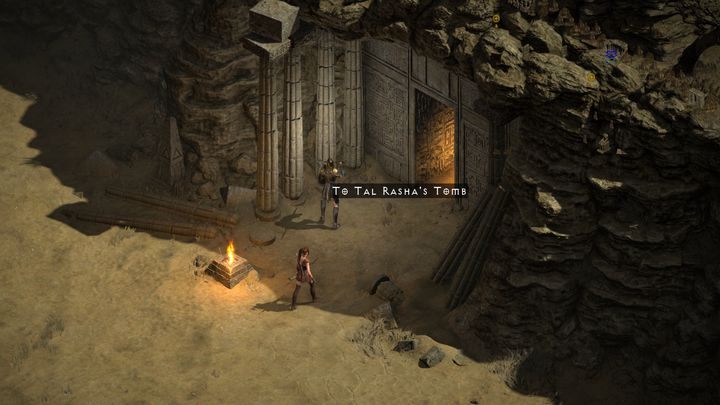 Открыв свой журнал и выбрав квест «Семь гробниц» - если вы заранее поговорили с Каином - вы увидите символ гробницы с алтарем и комнатой босса - Diablo 2 Resurrected: Seven Tombs - прохождение - Акт 2 - Руководство по Diablo 2 Resurrected