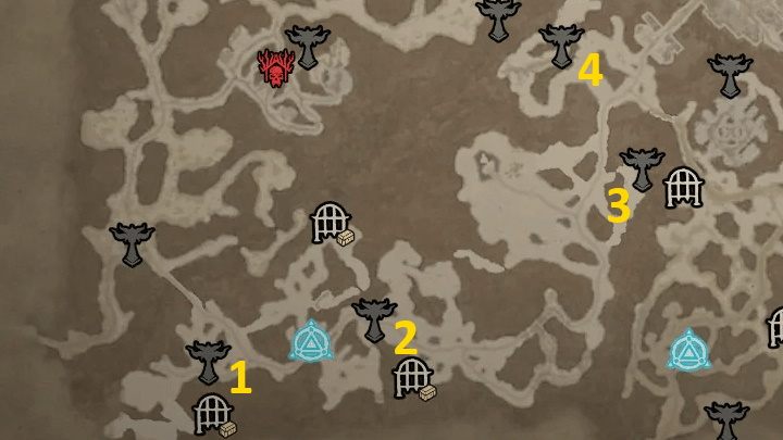 Es gibt 4 Altäre im Desolate Highland – Diablo 4: Karte „Altars of Lilith“ – Fractured Peaks – Altäre von Lilith – Diablo 4 Guide