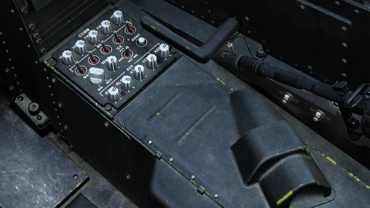 On the right side, there is a panel for radio communication and a compartment for the monocle eyepiece with an HDU helmet display - DCS AH-64D Apache: Pilot/CPG Cockpits and Controls - Basics - DCS AH-64 Apache Guide