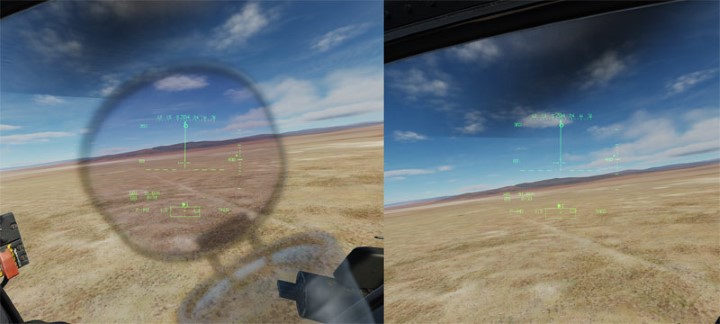 In DCS World, you can choose whether the outline of the monocle should be visible or not - DCS AH-64D Apache: Pilot/CPG Cockpits and Controls - Basics - DCS AH-64 Apache Guide