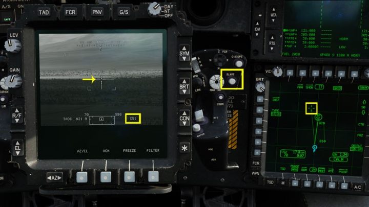 Drücken Sie die SLAVE-Taste am rechten Griff (RHG) oder an der Stelle, an der Sie sie in den Steuerungseinstellungen zugewiesen haben – DCS AH-64D Apache: Sichtquelle und Erfassungsquelle – Systeme und Sensoren – DCS AH-64 Apache Guide