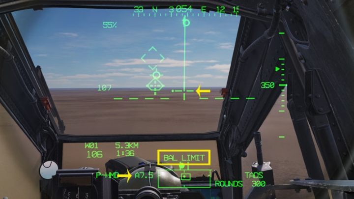 Ballistic Limit appears when the gun is aimed beyond its range - DCS AH-64D Apache: M230 30mm Chain Gun AWS - Weapons Employment - DCS AH-64 Apache Guide