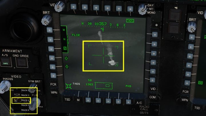 The currently selected target can also be seen on the TADS video screen - DCS AH-64D Apache: M230 30mm Chain Gun AWS - Weapons Employment - DCS AH-64 Apache Guide