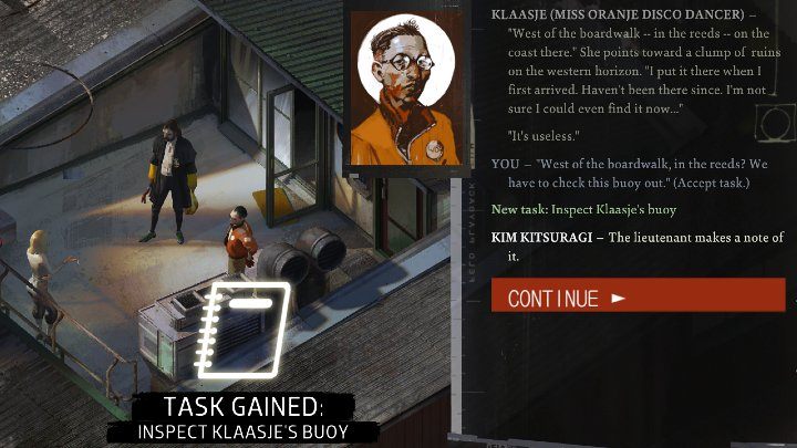 From the further conversation, you will learn, among other things, that Klaasje lied about her true identity and is actually called Katarzine Alasije - Disco Elysium: Get the whole story from Titus - guide - Motive - Disco Elysium Guide