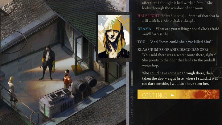 If you threaten the woman with arrest, she'll start looking for a way out of the situation and say she knows who might have murdered the mercenary and point to Ruby - Disco Elysium: Get the whole story from Titus - guide - Motive - Disco Elysium Guide