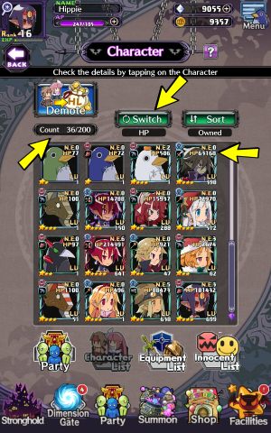 Tüm kahramanlarınız Karakter Listesi sekmesinde gösterilir - Disgaea RPG: Party - Basics - Disgaea RPG Guide