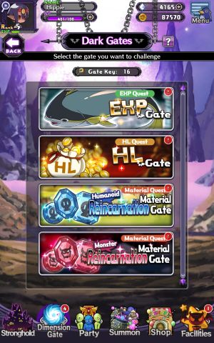 Dark Gates is the perfect place to gain a lot of experience, HL coins, and gems necessary for the reincarnation of your characters - Disgaea RPG: Dimension Gate - Basics - Disgaea RPG Guide