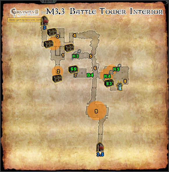 1 - World Atlas - Map - Sentinel Island - M3.3 Battle Tower Interior - World Atlas - Sentinel Island - Divinity II: Ego Draconis - Game Guide and Walkthrough