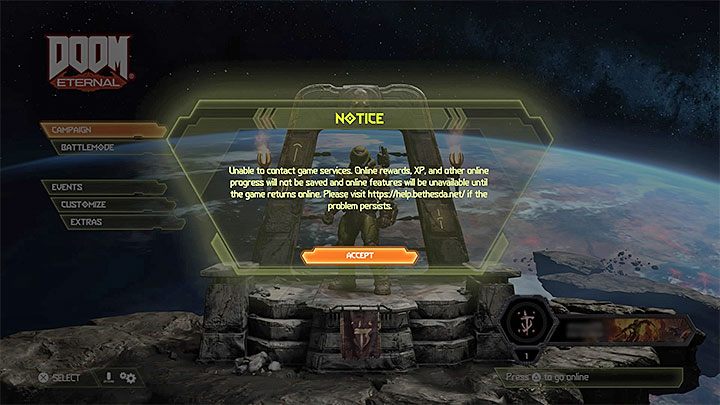 Yes, although a permanent internet connection is recommended, it is not required to complete the single player campaign - Doom Eternal Guide