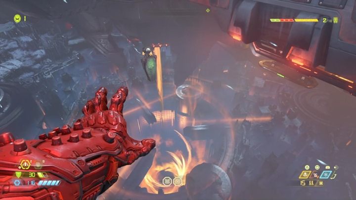 From here you have to climb up the wall and go through the door - Doom Eternal: Doom Hunter Base walkthrough - Levels walkthrough - Doom Eternal Guide