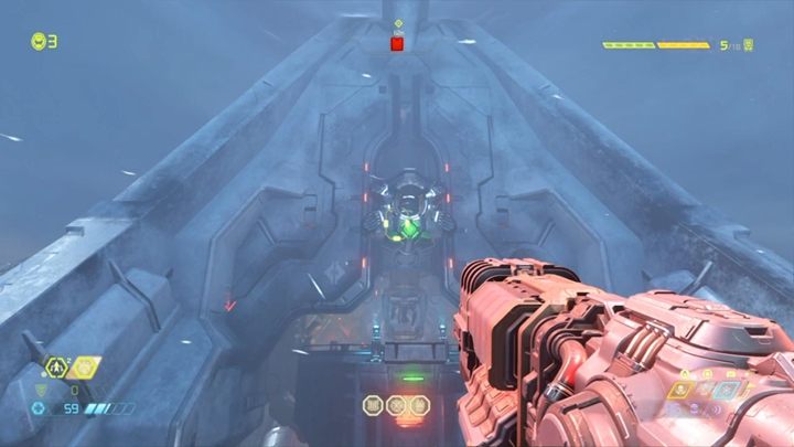 From there, you must shoot the green button at the top and jump to the bridge - Doom Eternal: Doom Hunter Base walkthrough - Levels walkthrough - Doom Eternal Guide