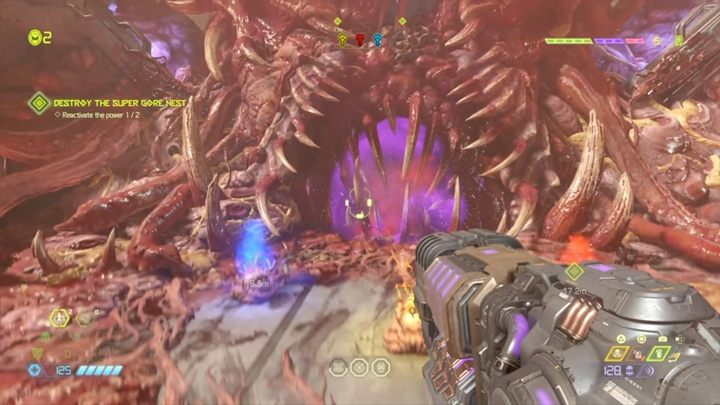 Gehen Sie durch das blaue Tor und vermeiden Sie Fallen – Komplettlösung für Doom Eternal: Super Gore Nest – Komplettlösung für Levels – Doom Eternal Guide