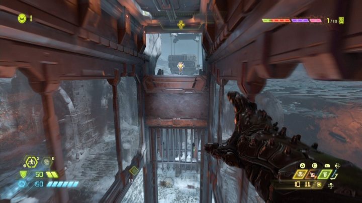 When you reach the top, turn around and jump to another ledge - Doom Eternal: Cultist Base secrets maps and location - Collectibles and secrets - Doom Eternal Guide