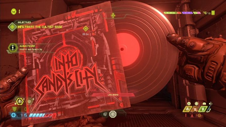To get to the album, you must pass through traps and jump into a narrow shaft - Doom Eternal: Cultist Base secrets maps and location - Collectibles and secrets - Doom Eternal Guide