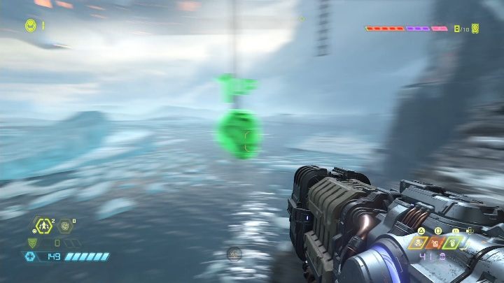 To get extra health, you must first shoot a red ball located on a rock - Doom Eternal: Cultist Base secrets maps and location - Collectibles and secrets - Doom Eternal Guide