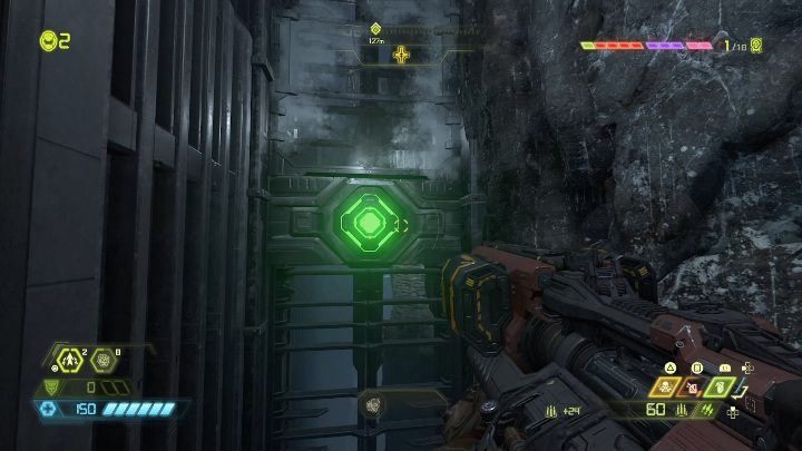 To get a second extra life, you must shoot the green element shown in the screenshot above - Doom Eternal: Cultist Base secrets maps and location - Collectibles and secrets - Doom Eternal Guide