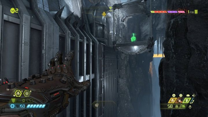 As soon as you open the passage, jump on the wall, and from it directly to the elevator - Doom Eternal: Cultist Base secrets maps and location - Collectibles and secrets - Doom Eternal Guide