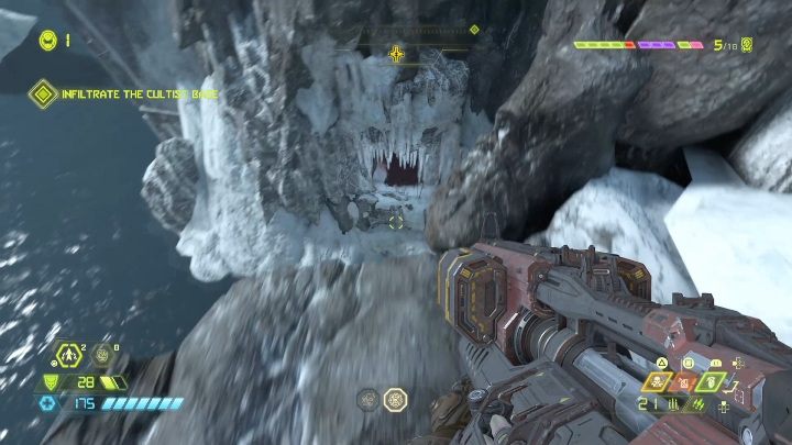 You will find the last extra health in the cave - Doom Eternal: Cultist Base secrets maps and location - Collectibles and secrets - Doom Eternal Guide