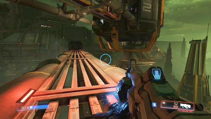 Once you get to the end, jump to the path on the left and climb up by using the platforms - Argent Energy Tower | Walkthrough - Walkthrough - Doom Game Guide & Walkthrough