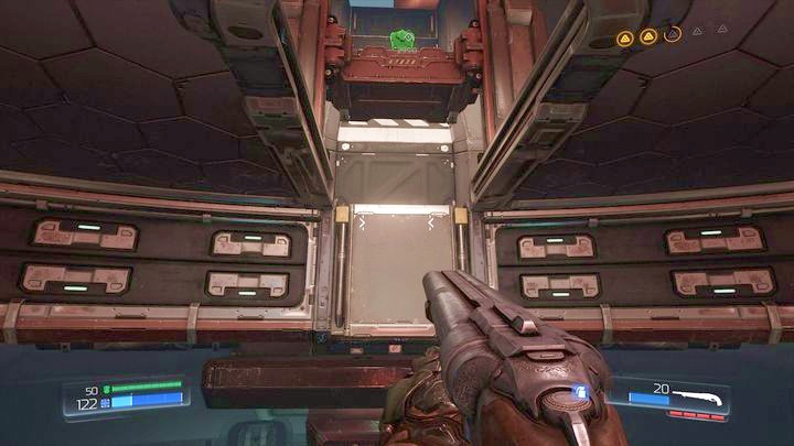 Jump one level higher after collecting the items and go back up - Argent Energy Tower | Walkthrough - Walkthrough - Doom Game Guide & Walkthrough
