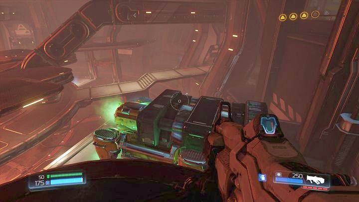 One pair of robots will be just behind the glass and another is precisely on the other side of the tower - Argent Energy Tower | Walkthrough - Walkthrough - Doom Game Guide & Walkthrough