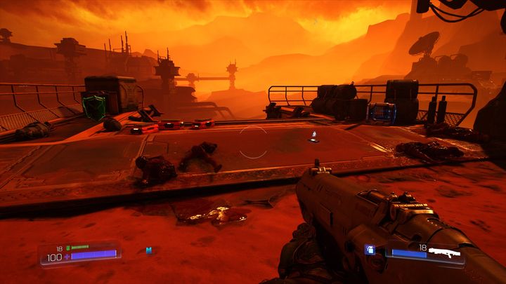 Once you complete it, climb up on the previously mentioned chests and then jump to the ledge on the right - The UAC | Walkthrough - Walkthrough - Doom Game Guide & Walkthrough