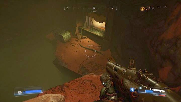 Position yourself in front of the blue barrier after destroying the first Gore Nest and try to walk around the barrier from the left - Argent Facility | Secrets - Secrets - Doom Game Guide & Walkthrough