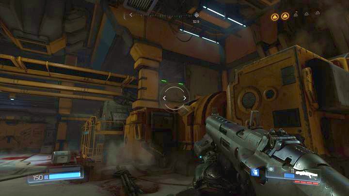 In the same room in which there was the battery you should notice a platform marked with green lights near one of the machines - Argent Facility | Secrets - Secrets - Doom Game Guide & Walkthrough