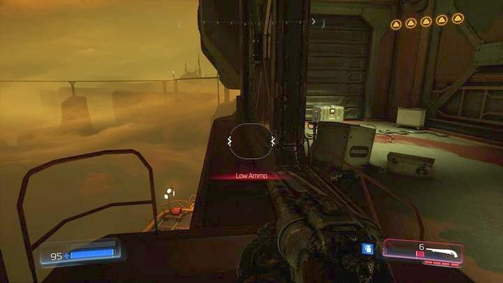 On the left there will be a narrow edge through which you can get to the last collectible on this level - Argent Facility | Secrets - Secrets - Doom Game Guide & Walkthrough