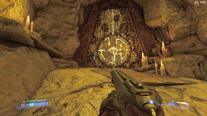 The first log is a crystal that glows in green - Kadingir Sanctum | Secrets - Secrets - Doom Game Guide & Walkthrough