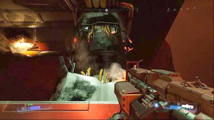 Keep going higher until you reach a wide gap - Destroyed Argent Facility | Walkthrough - Walkthrough - Doom Game Guide & Walkthrough